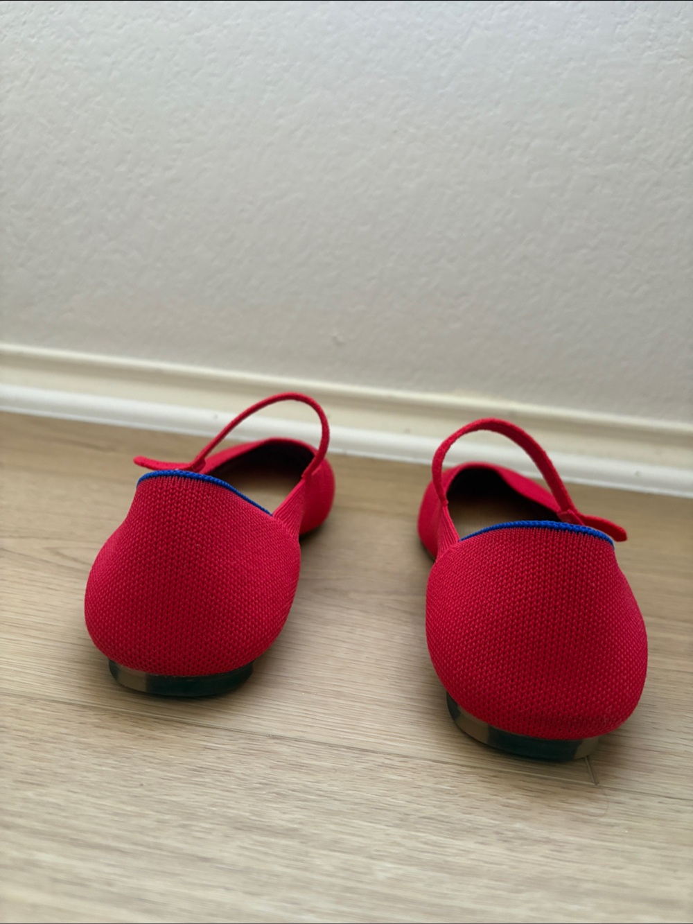 Rothy's Red Mary Jane Flats with Blue Trim - Picture 3 of 5